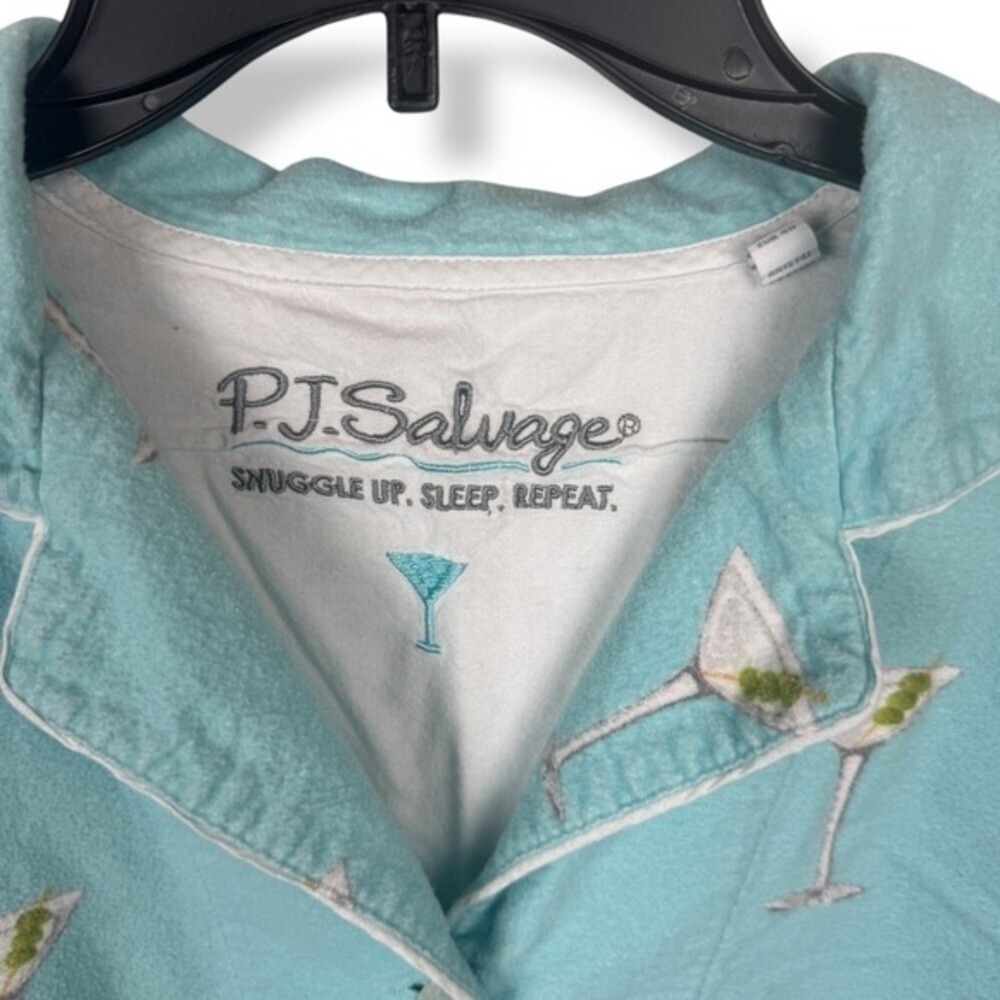 PJ Salvage Pajama Set Womens Size Large Flannel Martini Print Cozy Lounge Sleep - Picture 4 of 14
